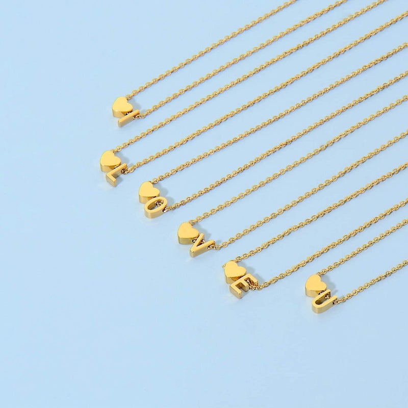 Glimmerst Initial Heart Necklace 18K Gold Plated Stainless Steel Tiny Heart Letter D Necklace Personalized Monogram Name Necklace for Women - Image 2